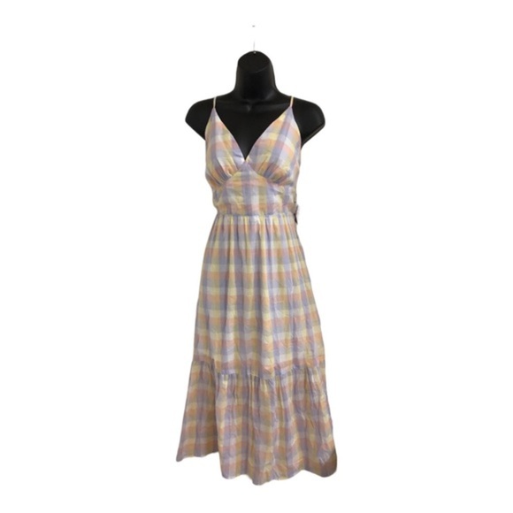 Jessica Simpson‎ pastel tiered cutout back tie summer halter dress size medium - Picture 16 of 16